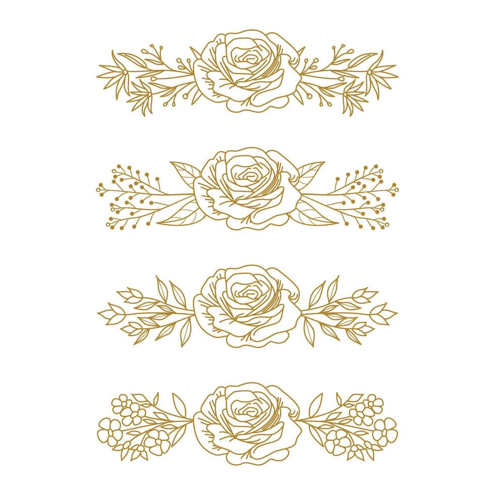 The Blooms Greenery Floral Foliage Ornament Corner Text Separator Elegance Frame for Invitations vector