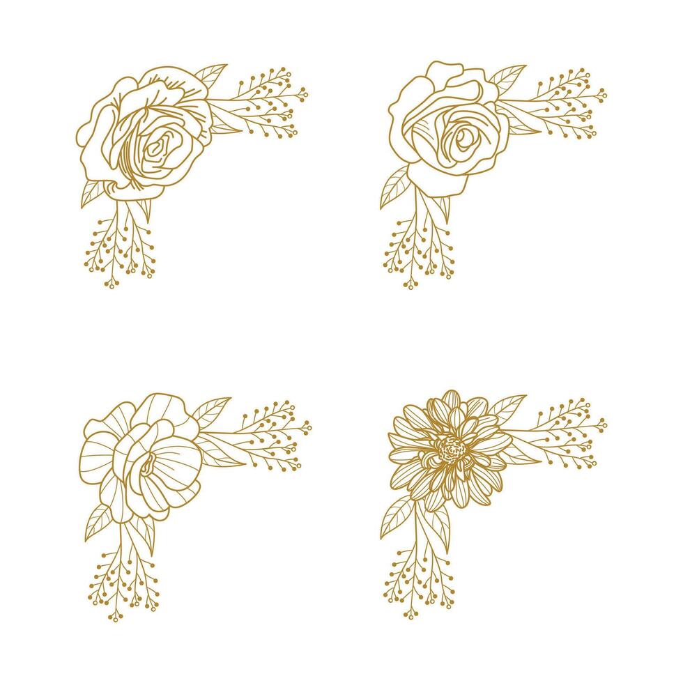 The Blooms Greenery Floral Foliage Ornament Corner Text Separator Elegance Frame for Invitations vector