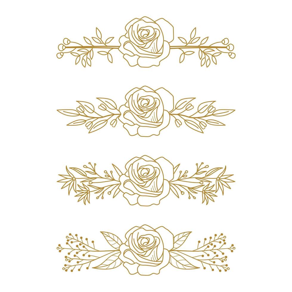 The Blooms Greenery Floral Foliage Ornament Corner Text Separator Elegance Frame for Invitations vector
