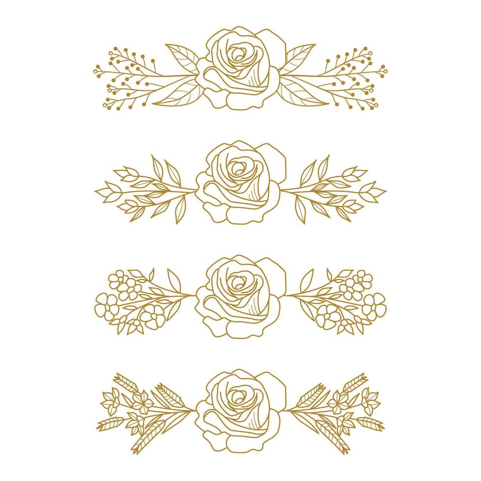 The Blooms Greenery Floral Foliage Ornament Corner Text Separator Elegance Frame for Invitations vector
