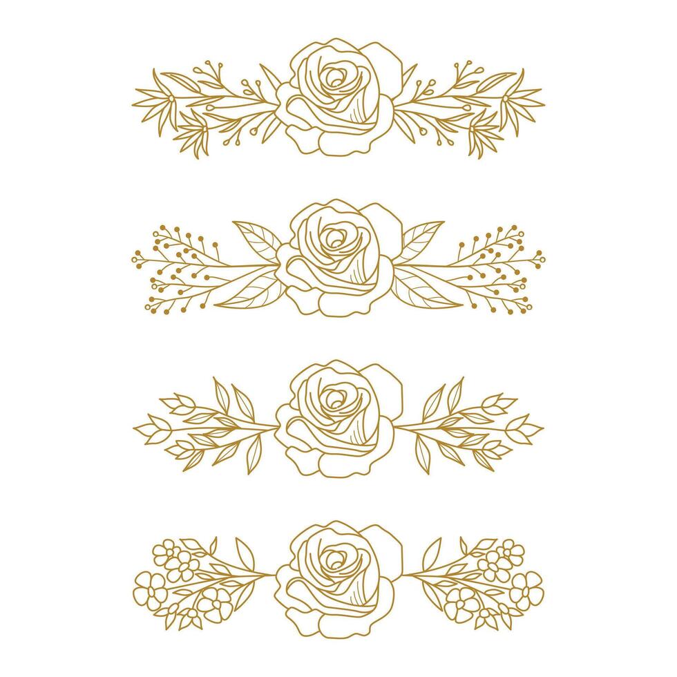The Blooms Greenery Floral Foliage Ornament Corner Text Separator Elegance Frame for Invitations vector