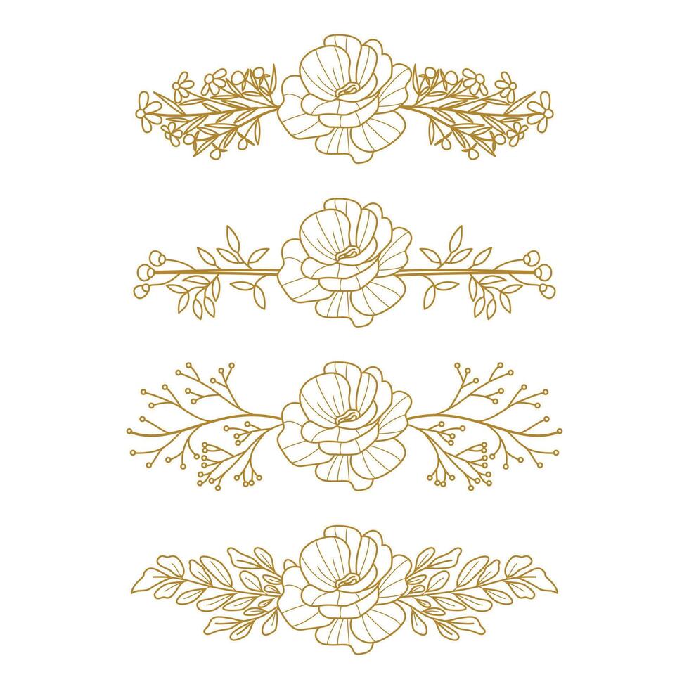 The Blooms Greenery Floral Foliage Ornament Corner Text Separator Elegance Frame for Invitations vector