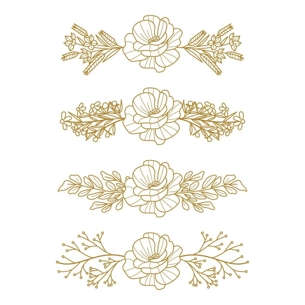 The Blooms Greenery Floral Foliage Ornament Corner Text Separator Elegance Frame for Invitations vector