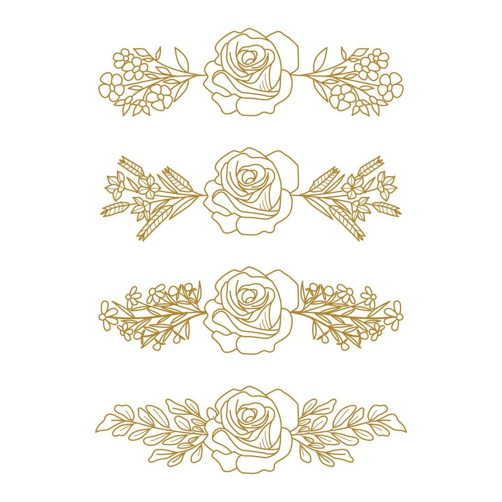 The Blooms Greenery Floral Foliage Ornament Corner Text Separator Elegance Frame for Invitations vector