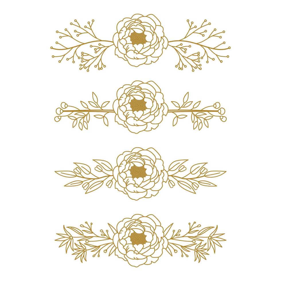 The Blooms Greenery Floral Foliage Ornament Corner Text Separator Elegance Frame for Invitations vector
