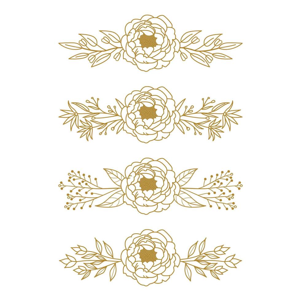 The Blooms Greenery Floral Foliage Ornament Corner Text Separator Elegance Frame for Invitations vector