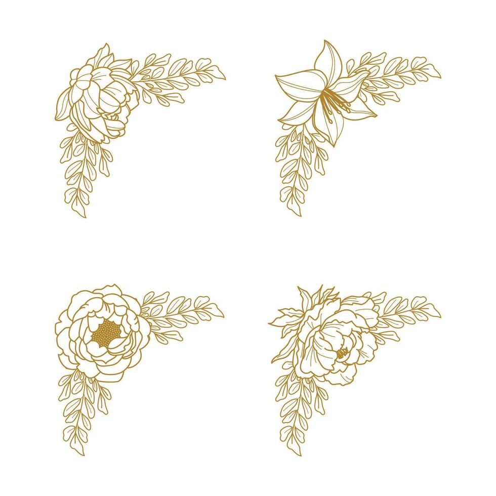 The Blooms Greenery Floral Foliage Ornament Corner Text Separator Elegance Frame for Invitations vector