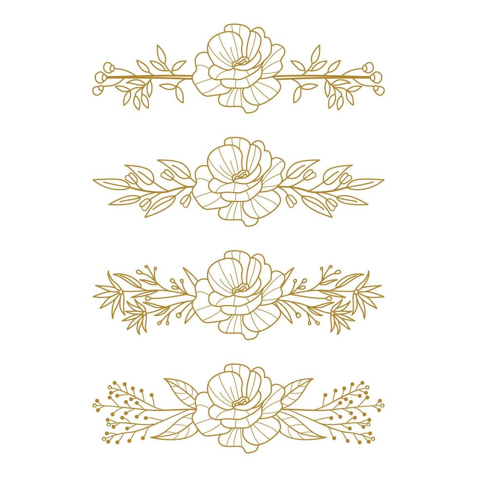 The Blooms Greenery Floral Foliage Ornament Corner Text Separator Elegance Frame for Invitations vector