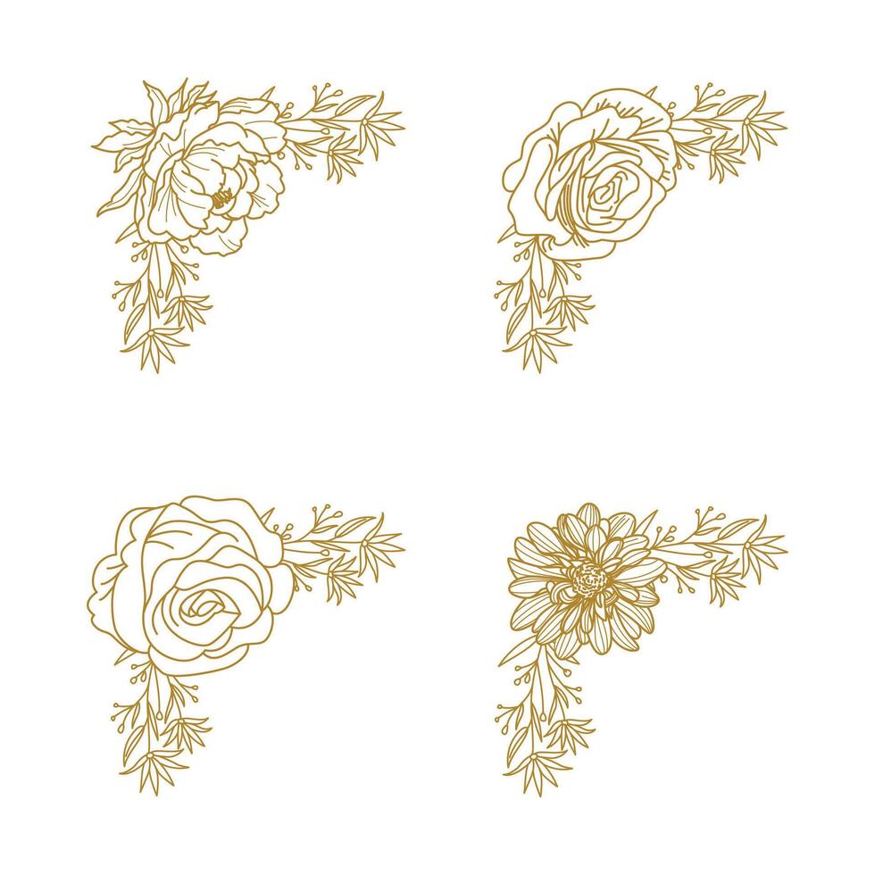 The Blooms Greenery Floral Foliage Ornament Corner Text Separator Elegance Frame for Invitations vector