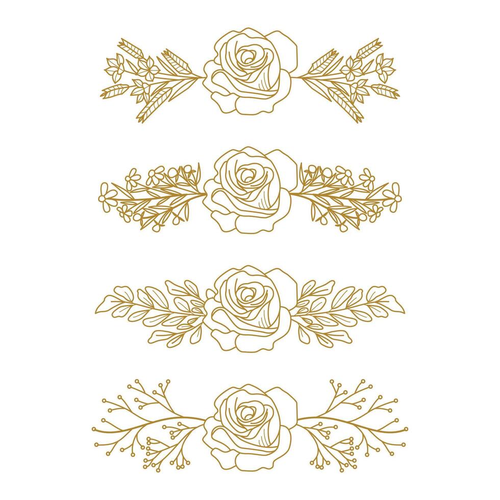 The Blooms Greenery Floral Foliage Ornament Corner Text Separator Elegance Frame for Invitations vector