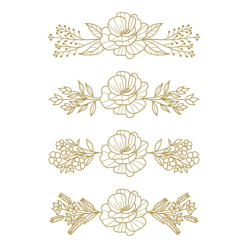 The Blooms Greenery Floral Foliage Ornament Corner Text Separator Elegance Frame for Invitations vector