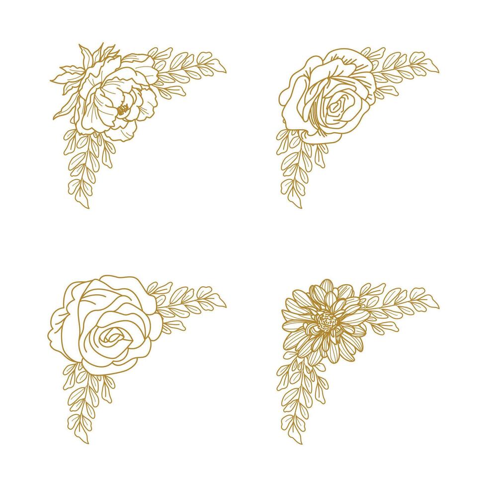 The Blooms Greenery Floral Foliage Ornament Corner Text Separator Elegance Frame for Invitations vector