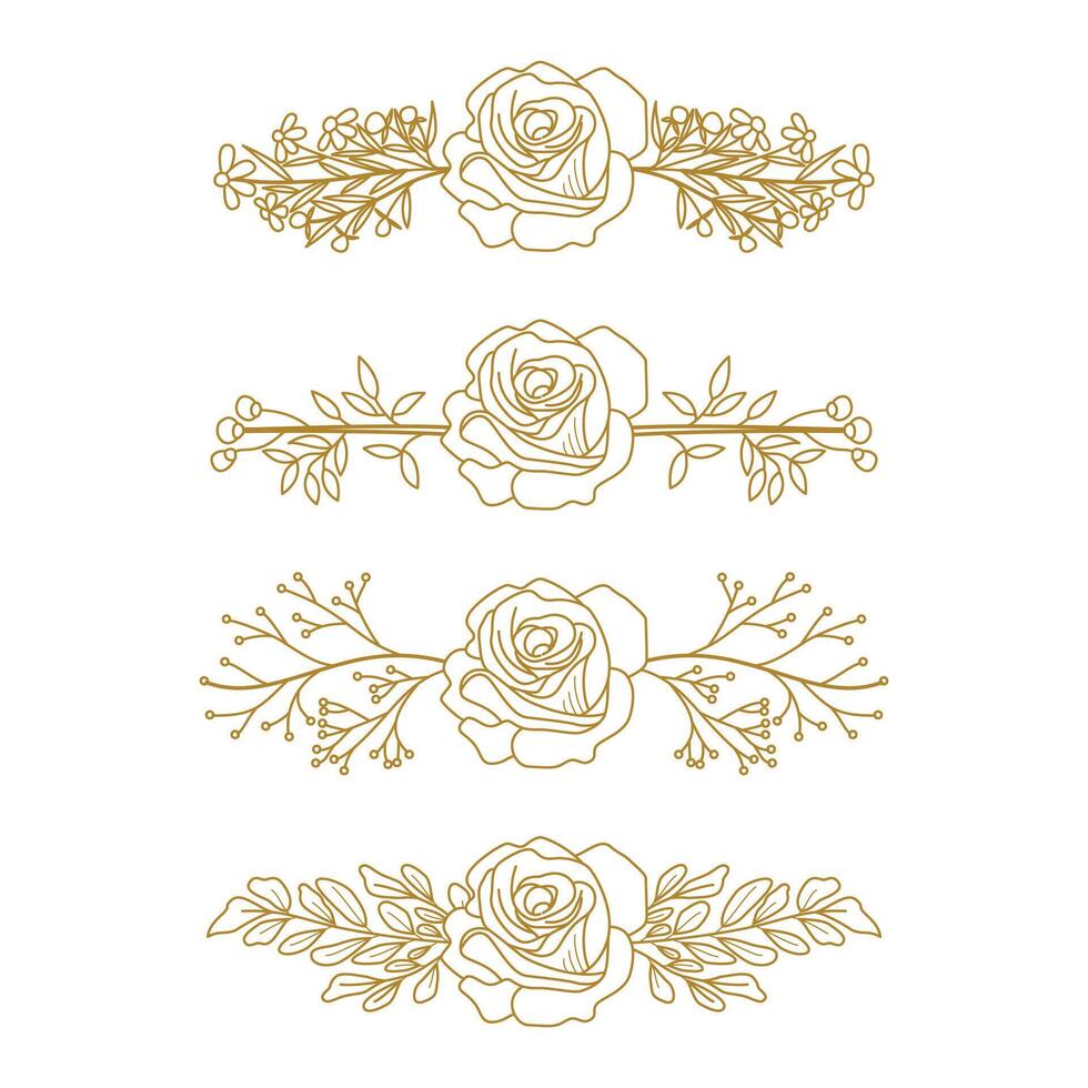 The Blooms Greenery Floral Foliage Ornament Corner Text Separator Elegance Frame for Invitations vector