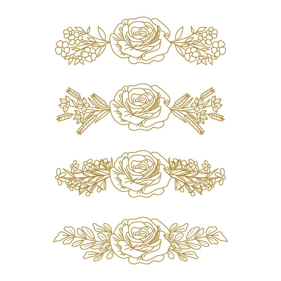 The Blooms Greenery Floral Foliage Ornament Corner Text Separator Elegance Frame for Invitations vector