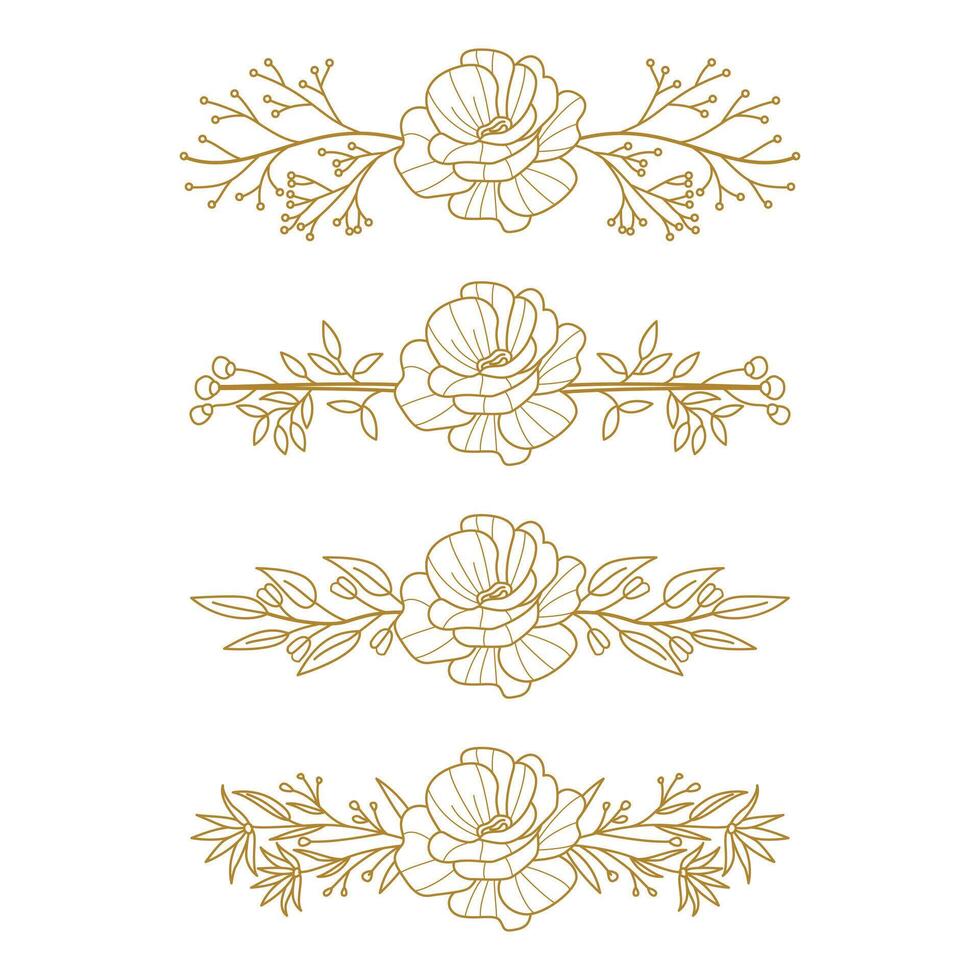 The Blooms Greenery Floral Foliage Ornament Corner Text Separator Elegance Frame for Invitations vector