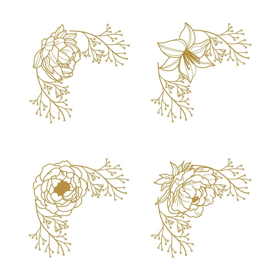 The Blooms Greenery Floral Foliage Ornament Corner Text Separator Elegance Frame for Invitations vector