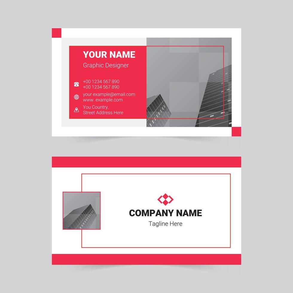 Red modern company business card template vector