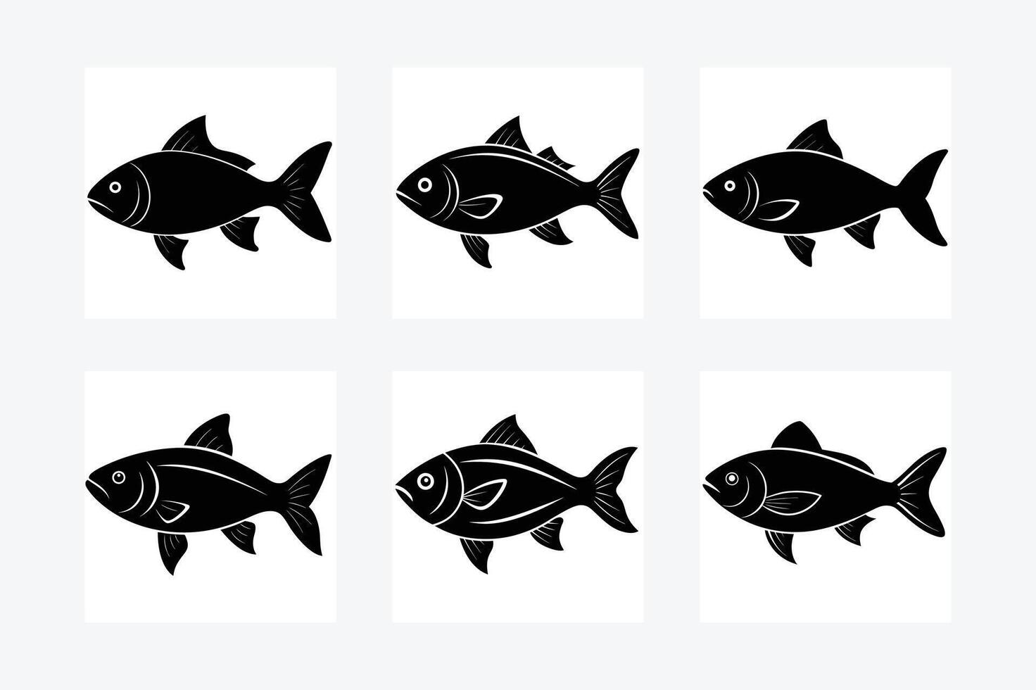 Fish full black silhouette vector
