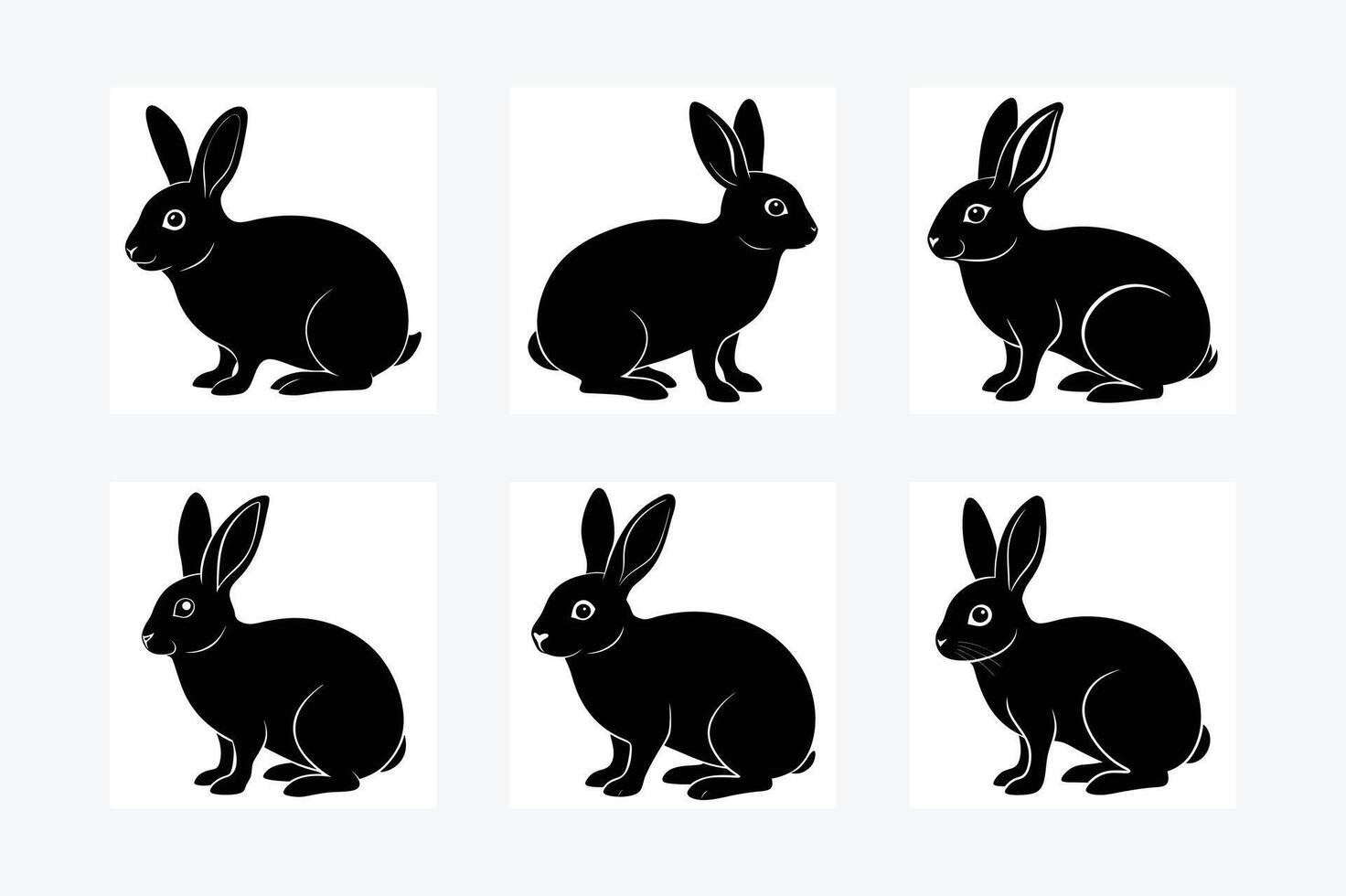 Simple rabbit silhouette set design vector