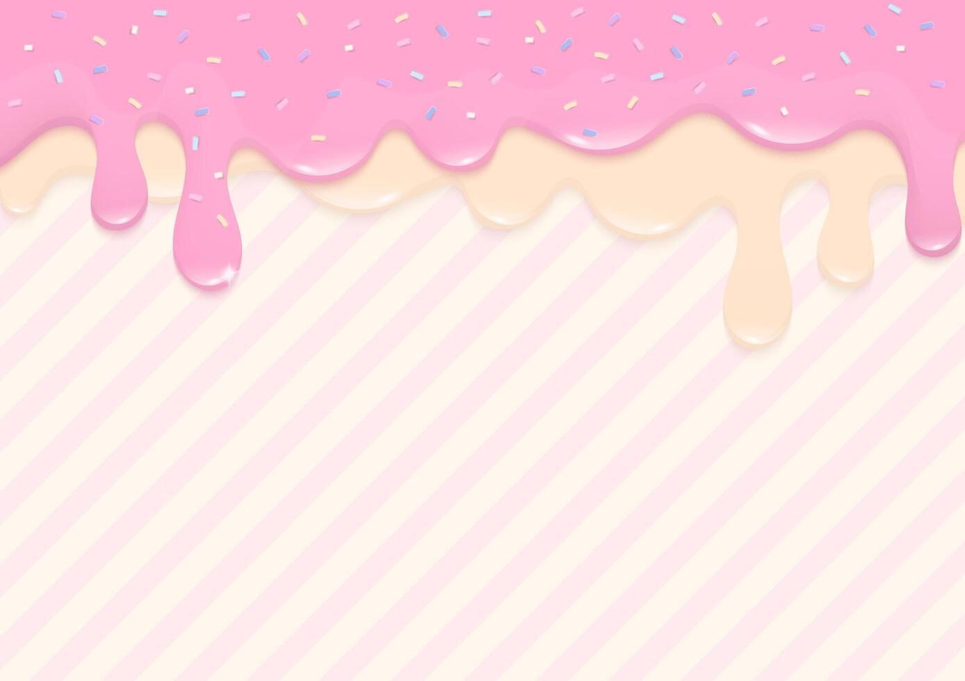 Pink and cream liquid drop on striped background vector