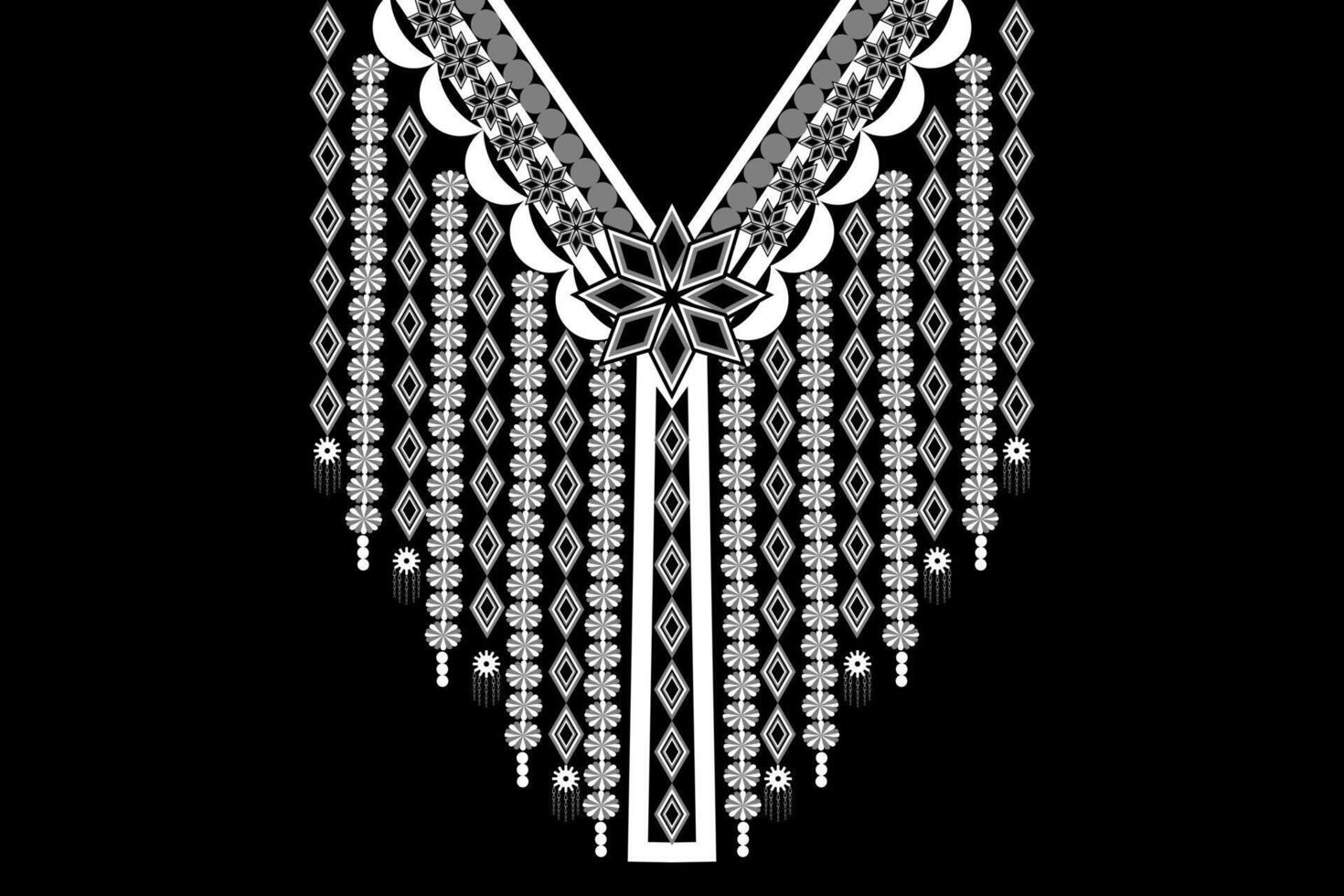 Necklace Ethnic Embroidery Geometric Oriental Traditional Pattern vector
