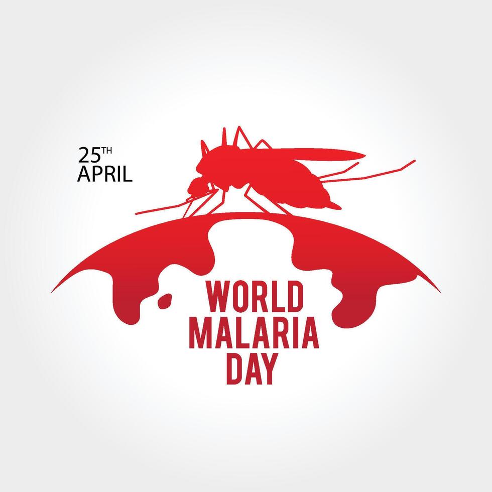 World malaria day logo design, with illustration of mosquito silhouette over the earth vector