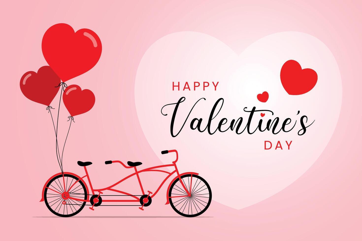 Valentines day background with bicycle and Heart Shaped Balloons. Suitable for invitation, brochure, card, banners, posters, etc vector