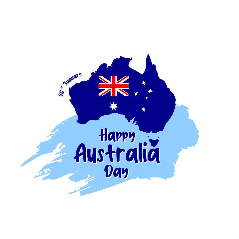 Happy Australia day. Map of Australia with grunge brush. illustration vector