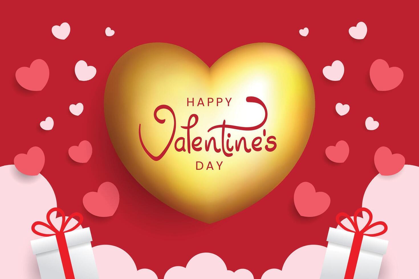 Valentine's day concept background. With Gold Heart. for Cute love banner, design background, or greeting card. illustration vector