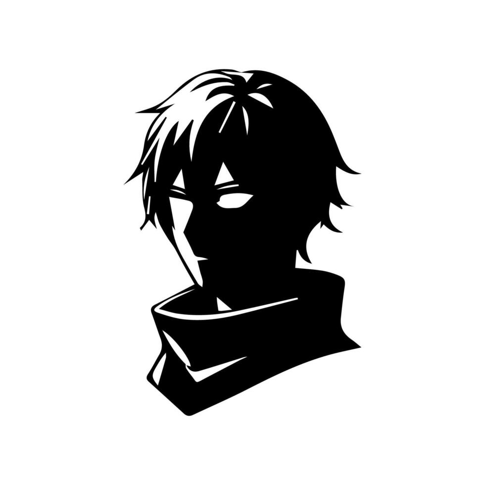 portrait silhouette face manga anime vector