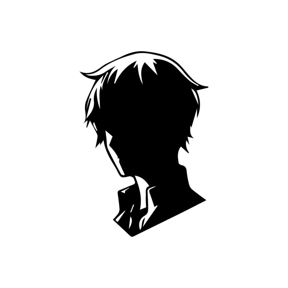portrait silhouette face manga anime vector