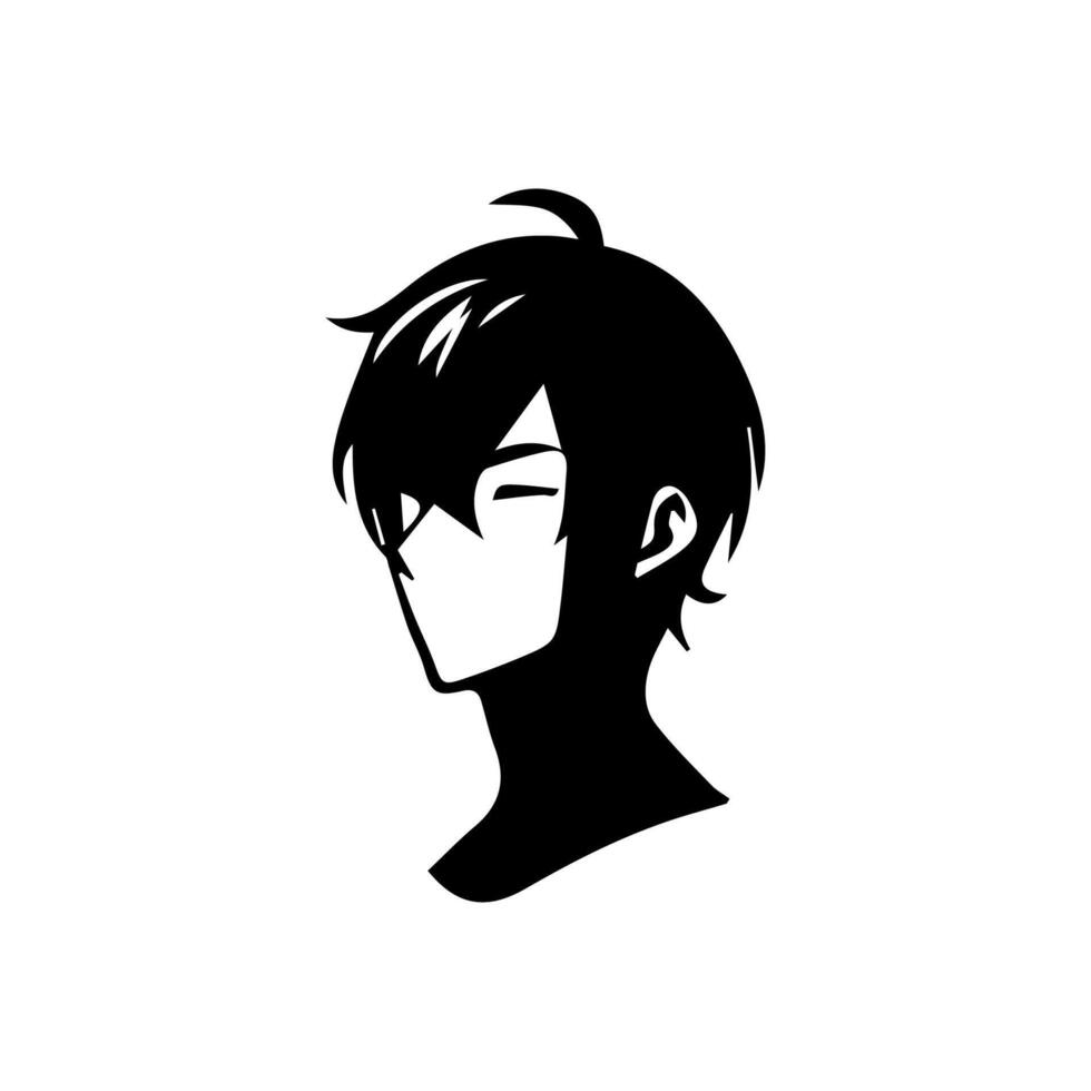portrait silhouette face manga anime vector