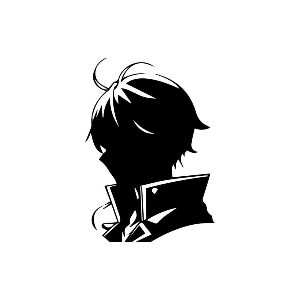 portrait silhouette face manga anime vector