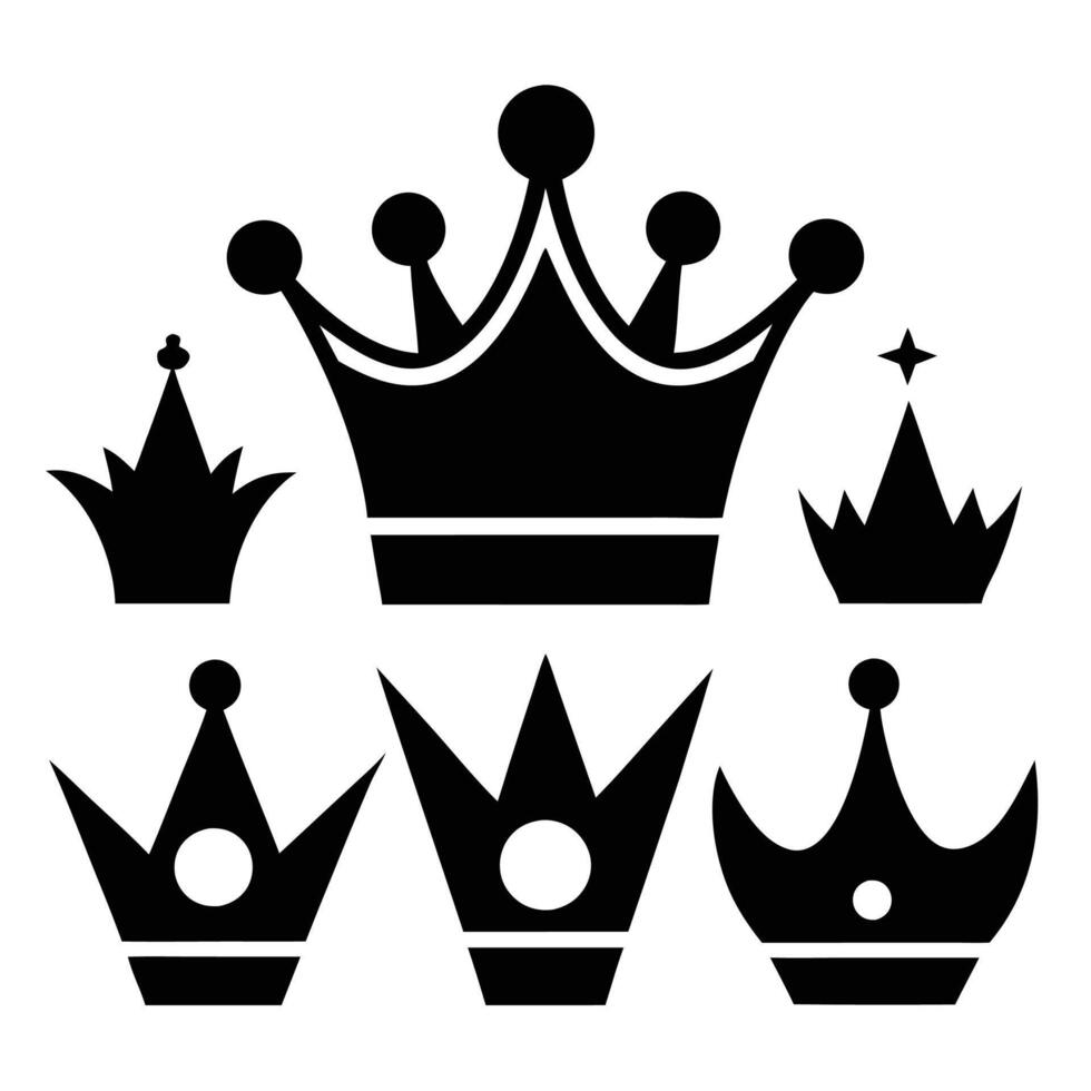 crown icon set Black color vector