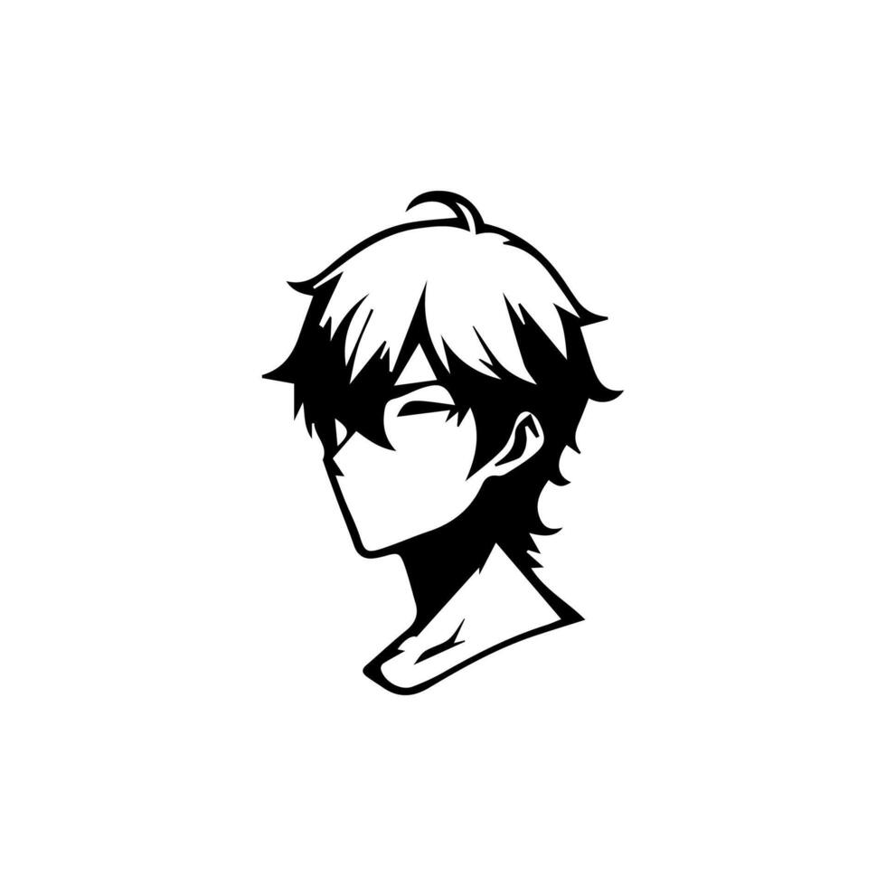 portrait silhouette face manga anime vector