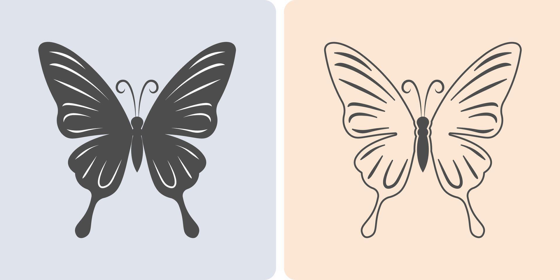 Butterfly Moth Silhouettes in Black. vector