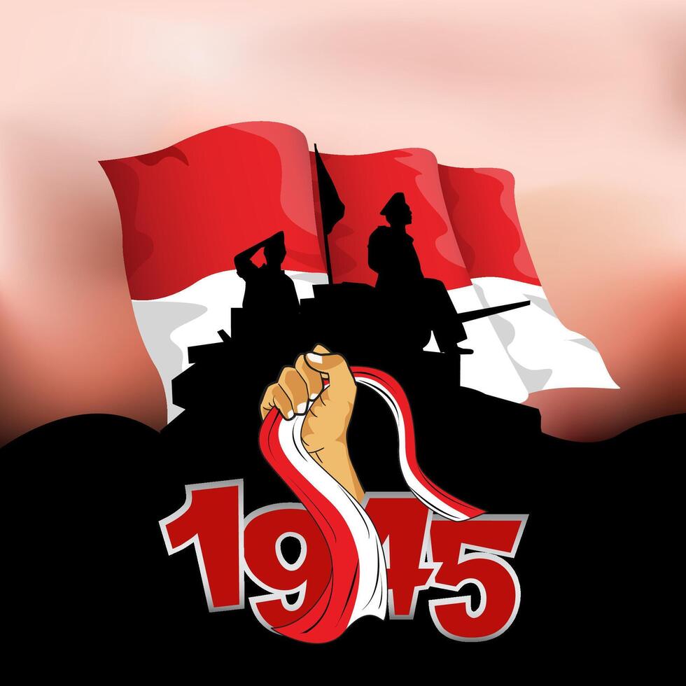 Indonesian Independence Day with clenched fists and red and white flag. Use for social media, posters and greeting cards vector