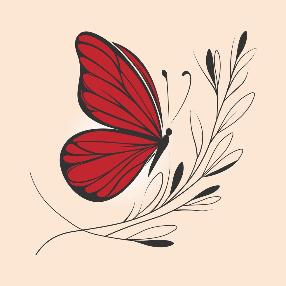 Butterfly Insects Beautiful Sketch Illustration. vector