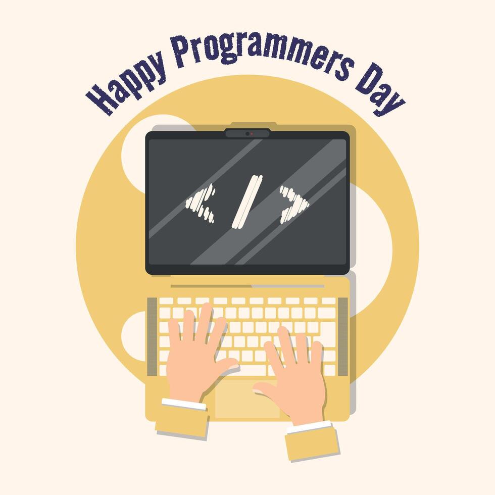 Happy Programmers Day poster with a programmer's hands at work 48388844 ...