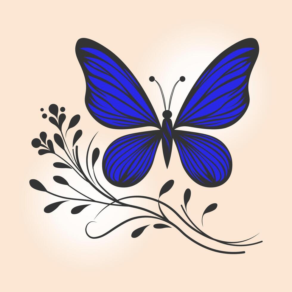 Butterfly Insects Beautiful Sketch Illustration. vector