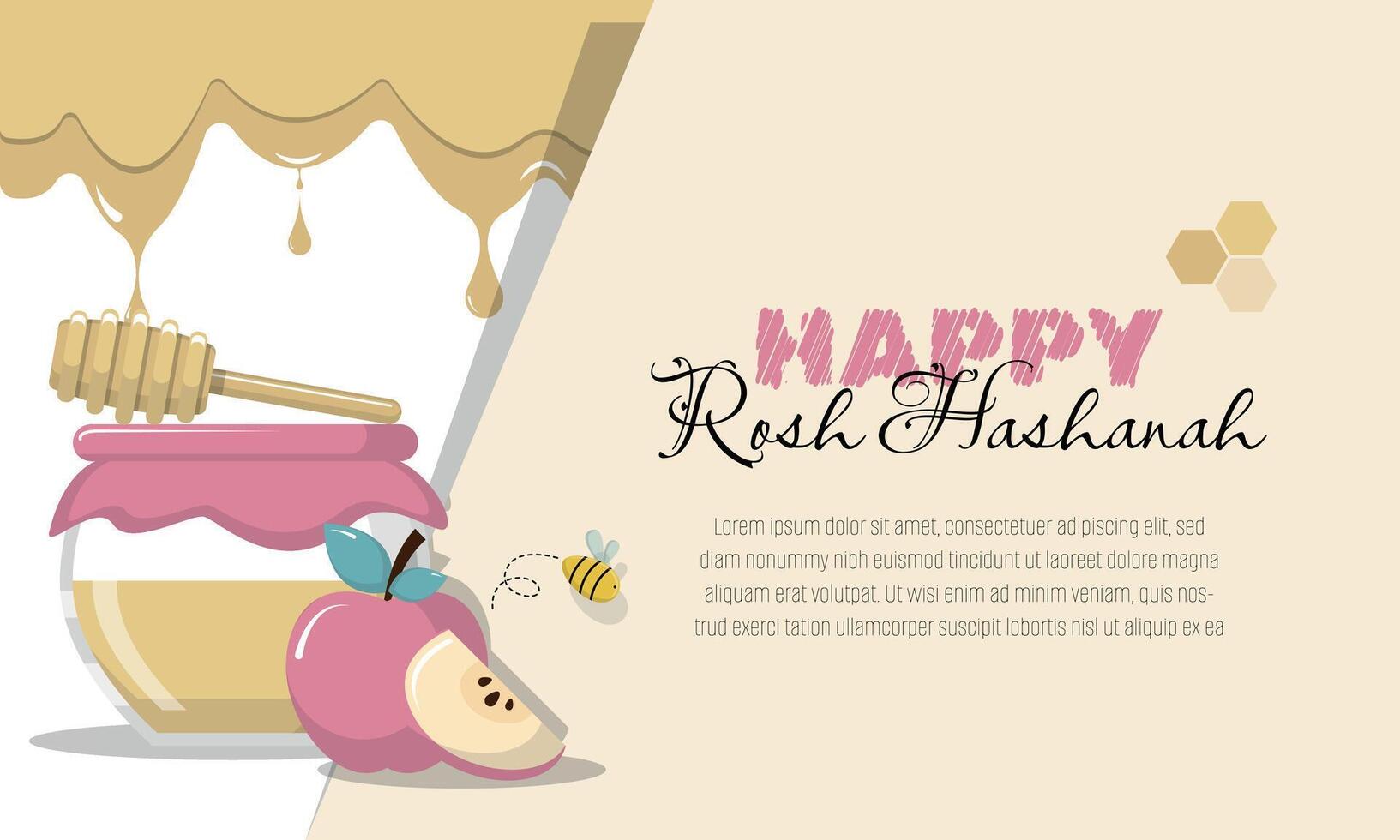 Rosh Hashanah template with celebratory elements vector