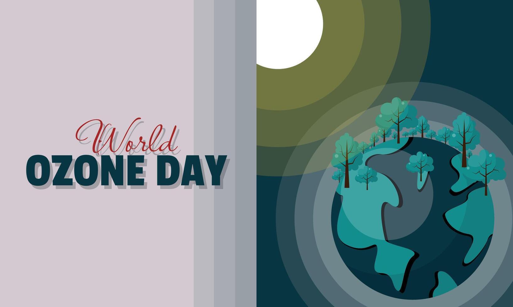 World Ozone Day poster with the ozone layer protects the earth from sunlight vector