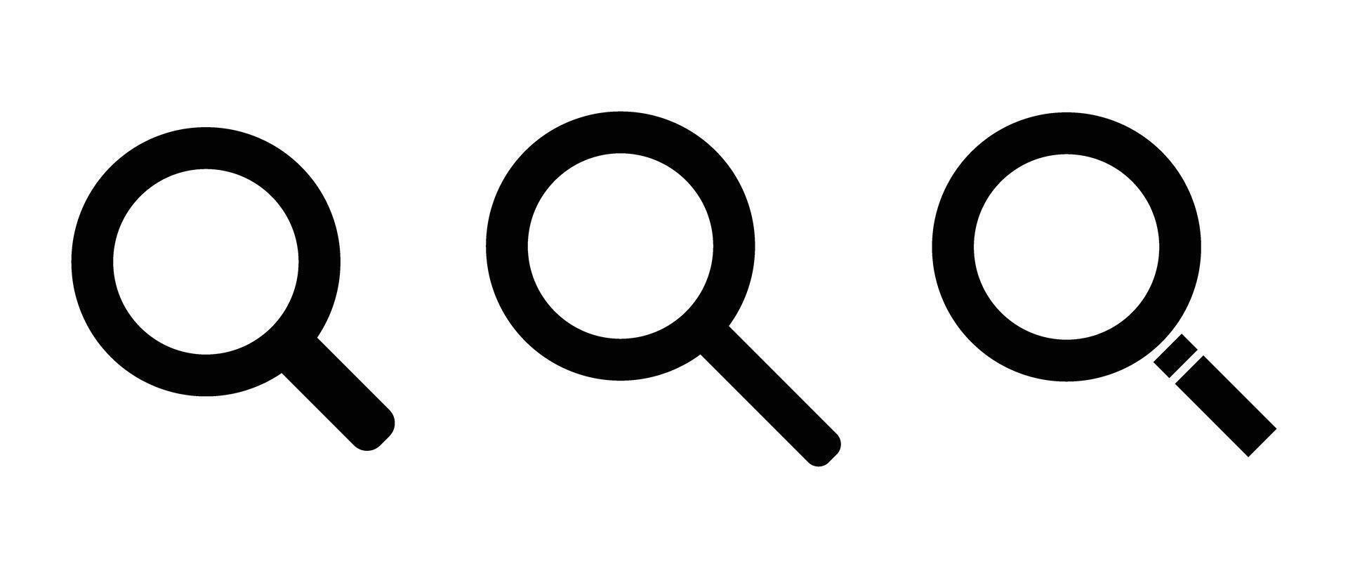 A set of magnifying glass icons in various designs. vector