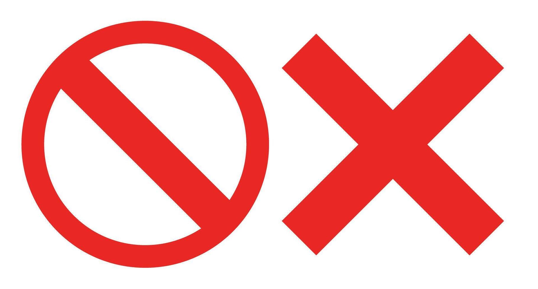 Stop mark and cross mark icon set. vector
