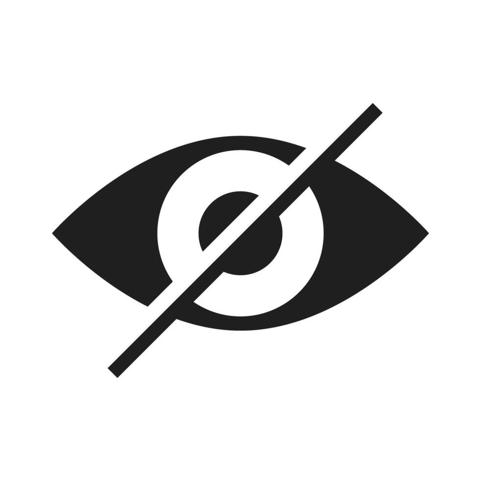 Hidden eye icon. Diagonal line for eye. vector