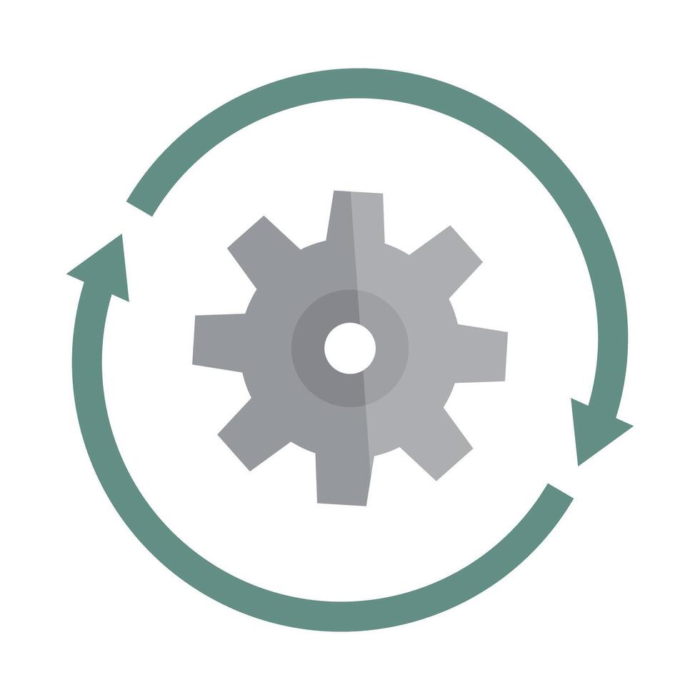 Gear and rotating arrows. Update and renewal. vector