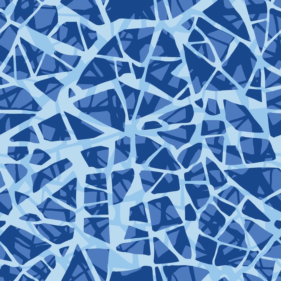 Texture of terrazzo floor. Tile with crack pebbles and broken stone. Abstract blue pattern. Trencadis mosaic. Ceramic tiles glued together from pieces. vector