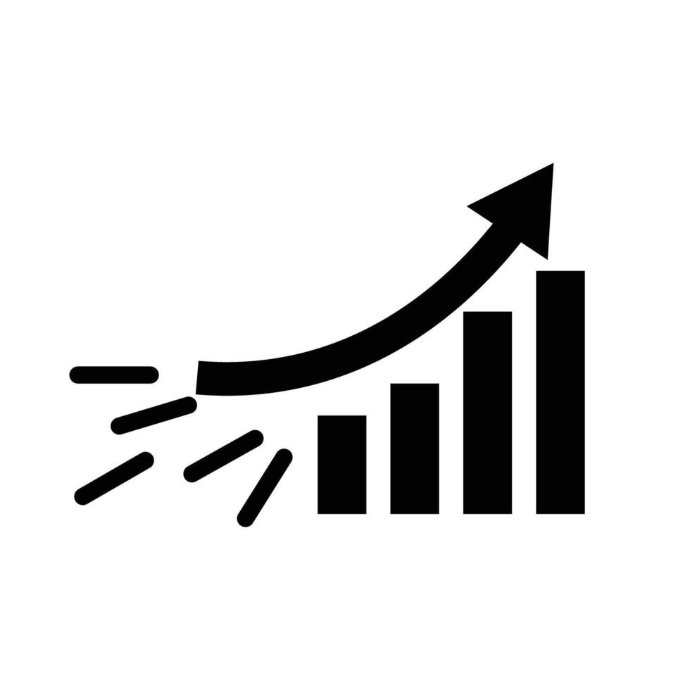 Rapidly growing bar chart with arrows. Rising sales. Vectors. vector