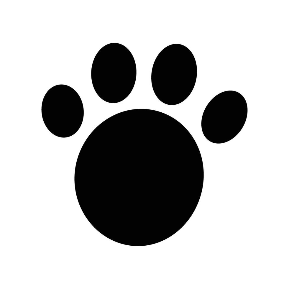 Paw print silhouette icon. Footprints of animals such as dogs and cats. vector