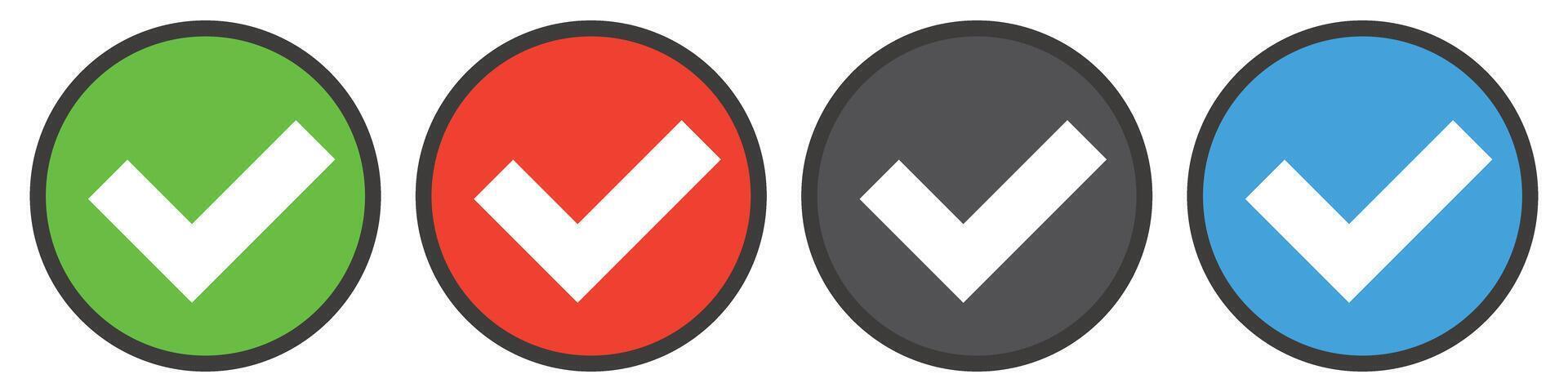 A set of check mark icons. Confirmation and permission. vector